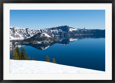Framed Lake in winter, Crater Lake, Crater Lake National Park, Oregon Print