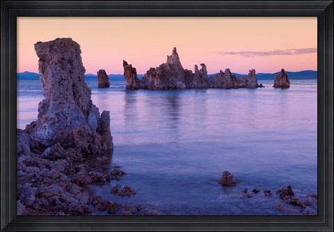 Framed Tufa formations at Sunset, Mono Lake, California Print