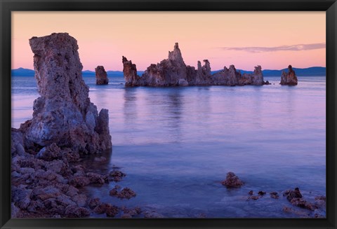 Framed Tufa formations at Sunset, Mono Lake, California Print