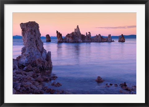 Framed Tufa formations at Sunset, Mono Lake, California Print