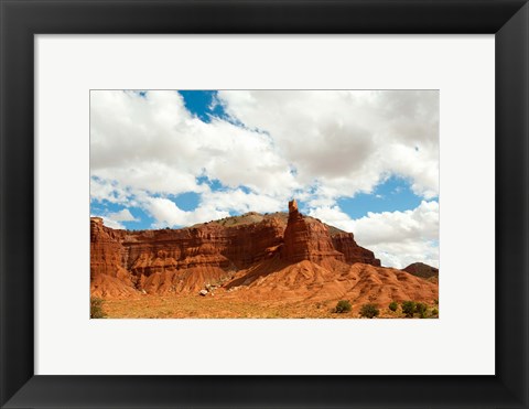 Framed Rock formations under the cloudy sky, Capitol Reef National Park, Utah, USA Print