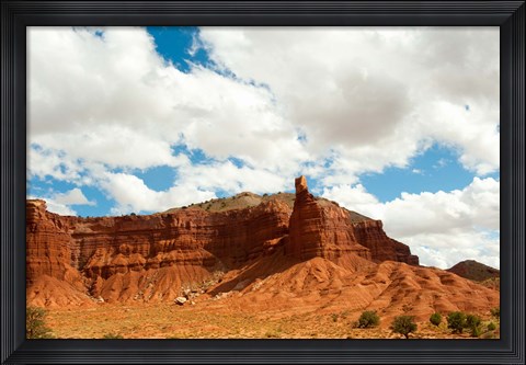 Framed Rock formations under the cloudy sky, Capitol Reef National Park, Utah, USA Print