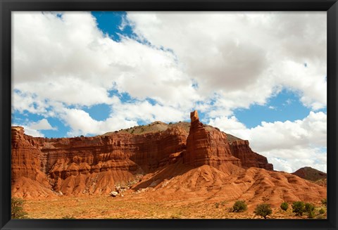 Framed Rock formations under the cloudy sky, Capitol Reef National Park, Utah, USA Print