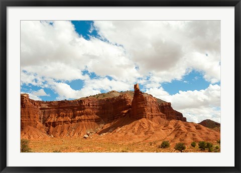 Framed Rock formations under the cloudy sky, Capitol Reef National Park, Utah, USA Print