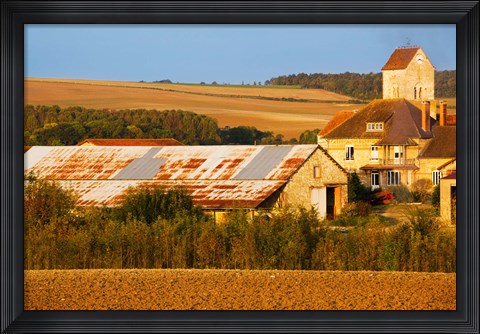 Framed Buildings in a town at morning, Nanteuil la Foret, Marne, Champagne-Ardenne, France Print