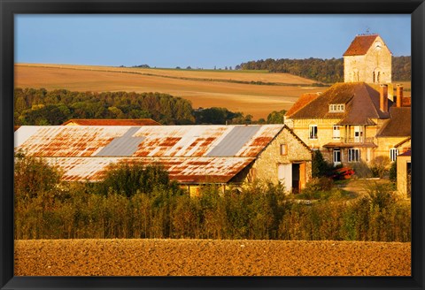 Framed Buildings in a town at morning, Nanteuil la Foret, Marne, Champagne-Ardenne, France Print