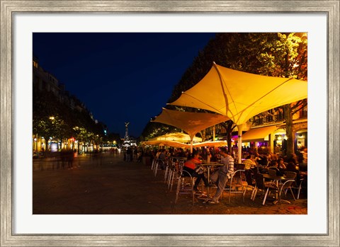Framed People at sidewalk cafes in a city, Place Drouet d&#39;Erlon, Reims, Marne, Champagne-Ardenne, France Print