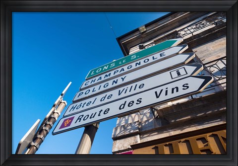 Framed Sign for the Route des Vins, Arbois, Jura, Franche-Comte, France Print