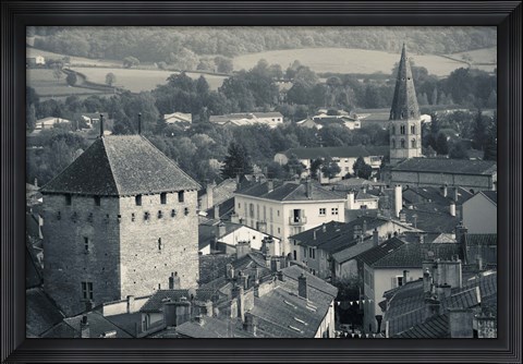 Framed Abbey in a town, Cluny Abbey, Maconnais, Saone-et-Loire, Burgundy, France Print