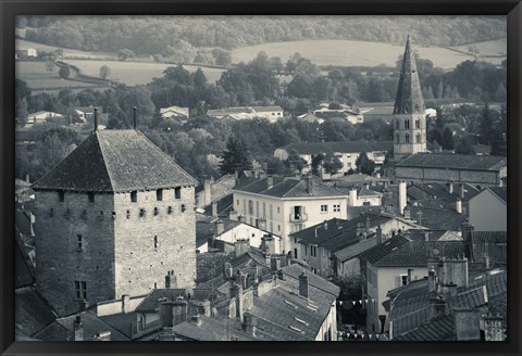 Framed Abbey in a town, Cluny Abbey, Maconnais, Saone-et-Loire, Burgundy, France Print
