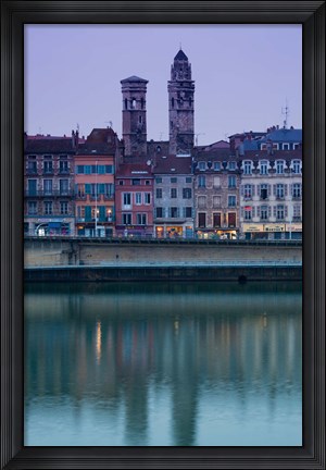 Framed Buildings at the waterfront, Quai Jean Jaures, Macon, Burgundy, Saone-et-Loire, France Print