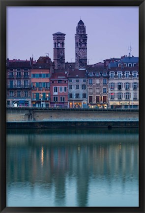 Framed Buildings at the waterfront, Quai Jean Jaures, Macon, Burgundy, Saone-et-Loire, France Print