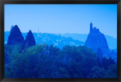 Framed Saint Michel d&#39;Aiguilhe Chapel at Dawn, Aiguilhe, Le Puy-en-Velay, Haute-Loire, Auvergne, France Print