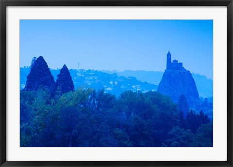 Framed Saint Michel d&#39;Aiguilhe Chapel at Dawn, Aiguilhe, Le Puy-en-Velay, Haute-Loire, Auvergne, France Print