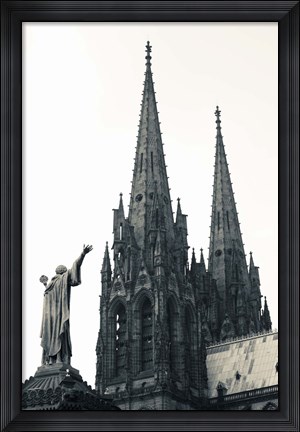 Framed Low angle view of a cathedral, cathedrale Notre-Dame-de-l&#39;Assomption, Clermont-Ferrand, Auvergne, Puy-de-Dome, France Print