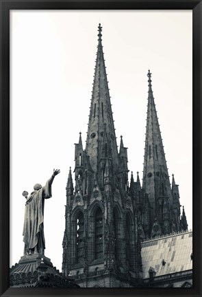 Framed Low angle view of a cathedral, cathedrale Notre-Dame-de-l&#39;Assomption, Clermont-Ferrand, Auvergne, Puy-de-Dome, France Print