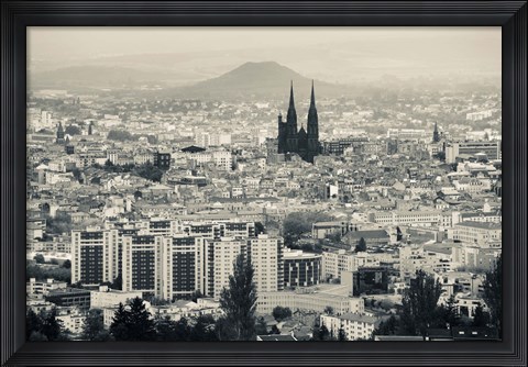 Framed Cityscape with Cathedrale Notre-Dame-de-l&#39;Assomption in the background, Clermont-Ferrand, Auvergne, Puy-de-Dome, France Print