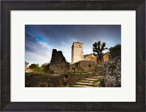 Framed Fortified church at La Couvertoirade, Aveyron, Midi-Pyrenees, France Print