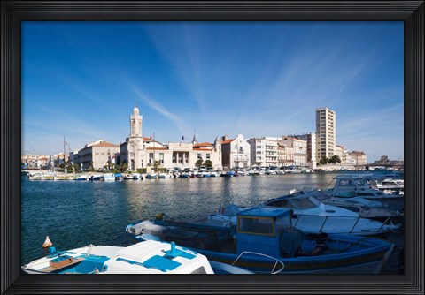 Framed Old Port with city at the waterfront, Sete, Herault, Languedoc-Roussillon, France Print