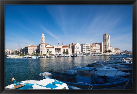 Framed Old Port with city at the waterfront, Sete, Herault, Languedoc-Roussillon, France Print