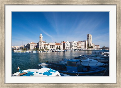 Framed Old Port with city at the waterfront, Sete, Herault, Languedoc-Roussillon, France Print