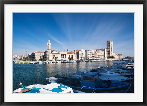 Framed Old Port with city at the waterfront, Sete, Herault, Languedoc-Roussillon, France Print