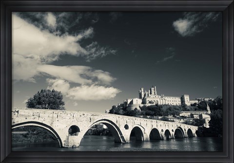 Framed Pont Vieux Bridge, Beziers, Herault, Languedoc-Roussillon, France Print
