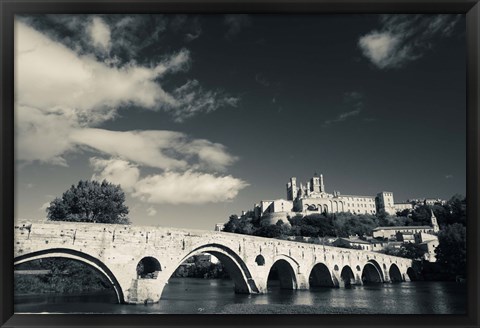 Framed Pont Vieux Bridge, Beziers, Herault, Languedoc-Roussillon, France Print