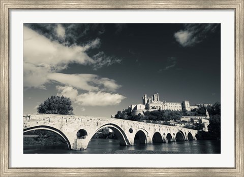 Framed Pont Vieux Bridge, Beziers, Herault, Languedoc-Roussillon, France Print