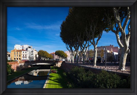 Framed Buildings along the Basse Riverfront, Perpignan, Pyrenees-Orientales, Languedoc-Roussillon, France Print