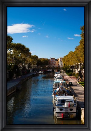Framed Canal de la Robine by the Cours Mirabeau, Narbonne, Aude, Languedoc-Roussillon, France Print
