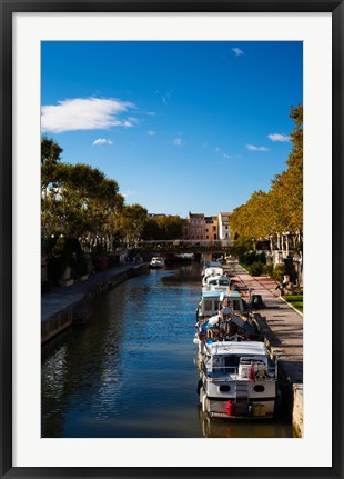 Framed Canal de la Robine by the Cours Mirabeau, Narbonne, Aude, Languedoc-Roussillon, France Print