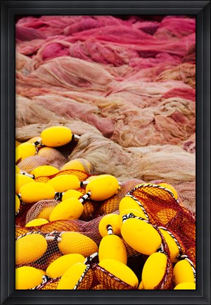 Framed Commercial Fishing Nets with Floats, Port-Vendres, Vermillion Coast, Pyrennes-Orientales, Languedoc-Roussillon, France Print