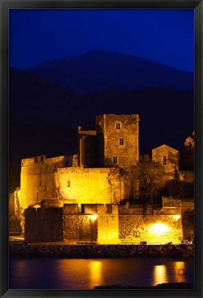 Framed Castle at the waterfront, Chateau Royal, Collioure, Vermillion Coast, Pyrennes-Orientales, Languedoc-Roussillon, France Print