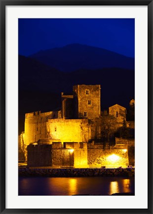 Framed Castle at the waterfront, Chateau Royal, Collioure, Vermillion Coast, Pyrennes-Orientales, Languedoc-Roussillon, France Print