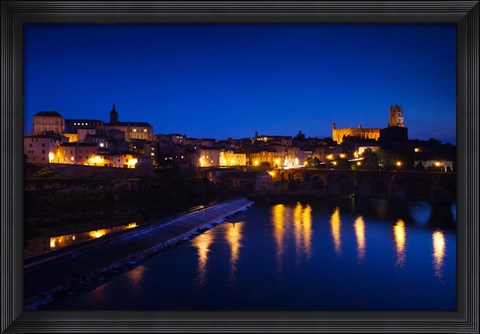 Framed Town with Cathedrale Sainte-Cecile at evening, Albi, Tarn, Midi-Pyrenees, France Print