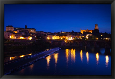 Framed Town with Cathedrale Sainte-Cecile at evening, Albi, Tarn, Midi-Pyrenees, France Print