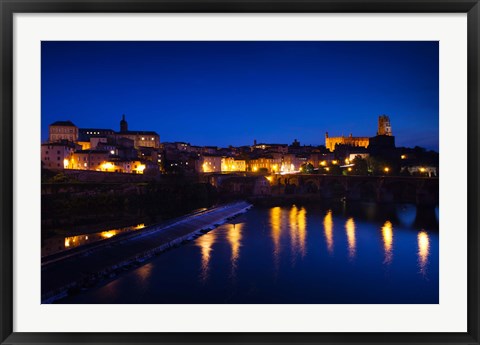 Framed Town with Cathedrale Sainte-Cecile at evening, Albi, Tarn, Midi-Pyrenees, France Print