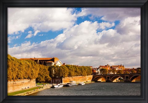 Framed Boats at Quai de la Daurade, Toulouse, Haute-Garonne, Midi-Pyrenees, France Print