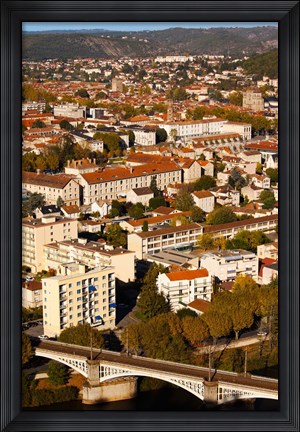 Framed Elevated view of a town, Cahors, Lot, Midi-Pyrenees, France Print