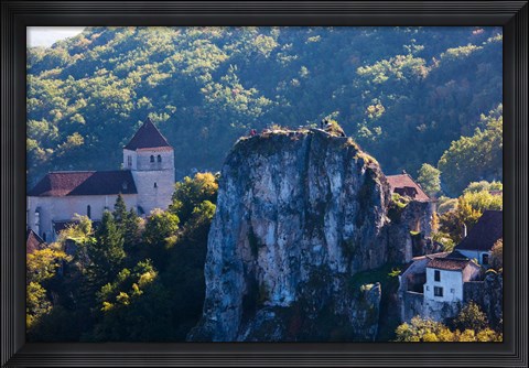 Framed Ruins of the town chateau, St-Cirq-Lapopie, Lot, Midi-Pyrenees, France Print