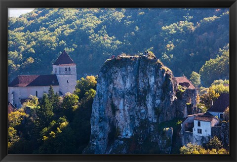 Framed Ruins of the town chateau, St-Cirq-Lapopie, Lot, Midi-Pyrenees, France Print