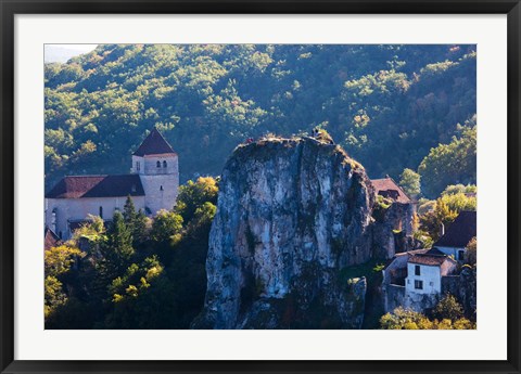 Framed Ruins of the town chateau, St-Cirq-Lapopie, Lot, Midi-Pyrenees, France Print