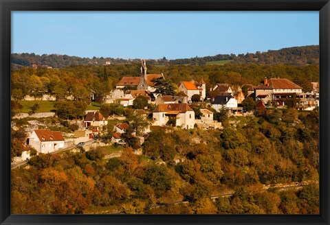 Framed Overview of L&#39;Hospitalet village, Rocamadour, Lot, Midi-Pyrenees, France Print