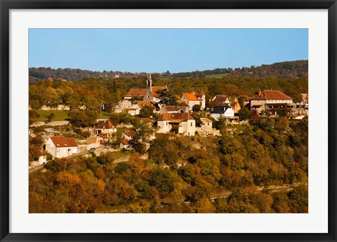 Framed Overview of L&#39;Hospitalet village, Rocamadour, Lot, Midi-Pyrenees, France Print