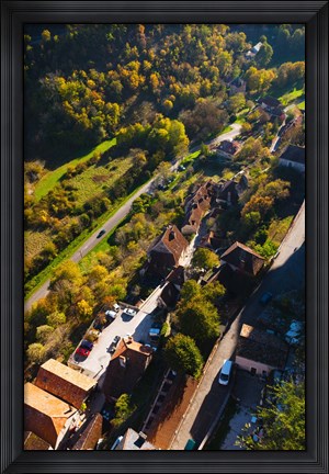 Framed Lower town overview from the ramparts, Rocamadour, Lot, Midi-Pyrenees, France Print