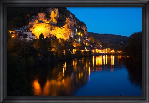 Framed Dordogne River, La Roque-Gageac, Dordogne, Aquitaine, France Print