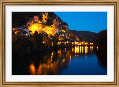 Framed Dordogne River, La Roque-Gageac, Dordogne, Aquitaine, France Print
