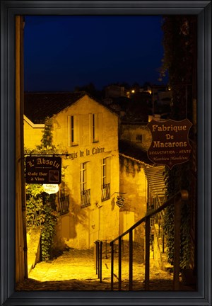 Framed Street view at dawn, Saint-Emilion, Gironde, Aquitaine, France Print