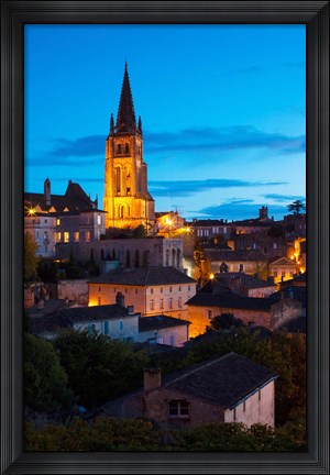 Framed Eglise Monolithe Church at Dawn, Saint-Emilion, Gironde, Aquitaine, France Print